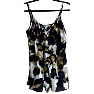 Cabi Cami Top Blouse Women Medium Ruffled V-Neck Coquette Mobwife Animal Print